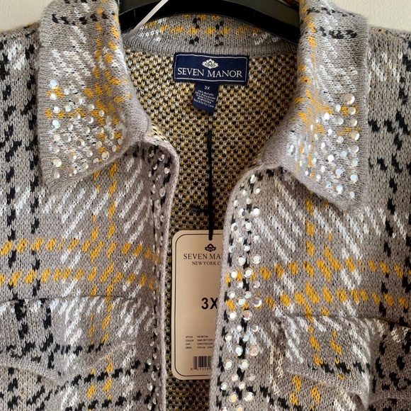 Seven Manor Cozy Jeweled Coat Cardigan SIZE 3X - Picture 2 of 7